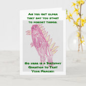 Roze Dinosaurussen Verjaardagquiz Kaart (Gele Bloem)