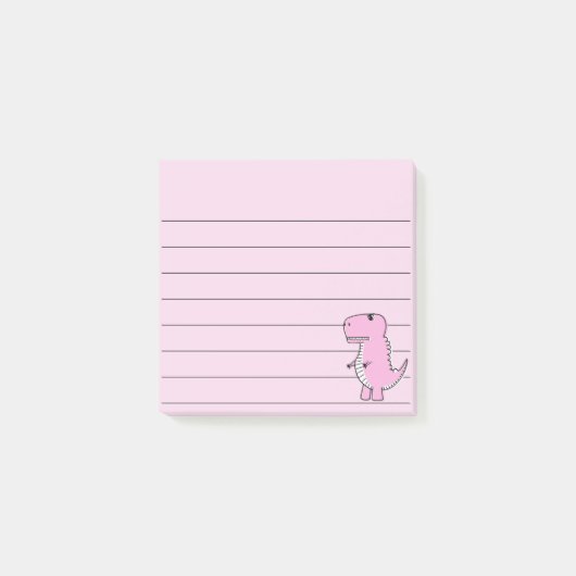 Roze dinosaurustekening, 3x3 post-it® notes (Voorkant)