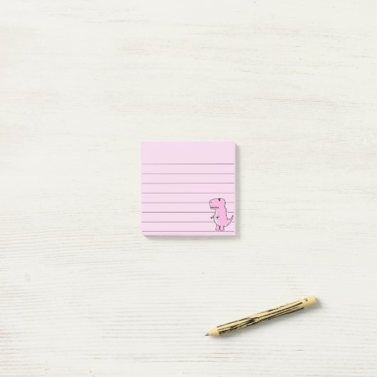 Roze dinosaurustekening, 3x3 post-it® notes (Op bureau)