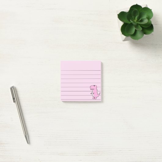 Roze dinosaurustekening, 3x3 post-it® notes (Kantoor)