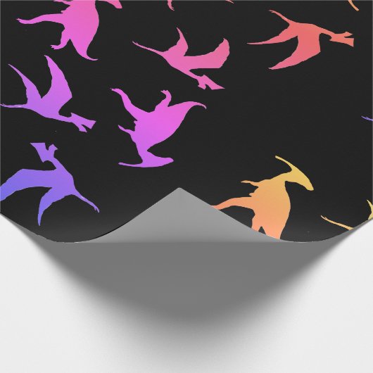 Roze dinosuars cadeaupapier (Hoek)