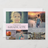 Roze diploma eindexamen kleuterschool aangepaste f kaart (Voorkant)