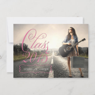 Roze diploma-uitnodigingen van de klas van 2015 kaart