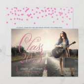 Roze diploma-uitnodigingen voor de klas van 2015 kaart (Voorkant / Achterkant)