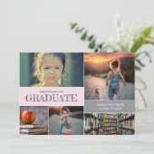 Roze diploma-uitreiking peuterschool aangepaste fo kaart (Staand voorkant)