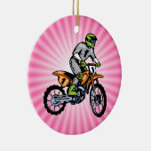 Roze Dirt Bike. Keramisch Ornament (Rechts)