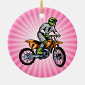 Roze Dirt Bike. Keramisch Ornament (Achterkant)