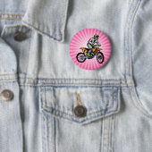 Roze Dirt Bike. Ronde Button 5,7 Cm (In situ)