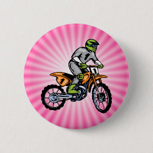 Roze Dirt Bike. Ronde Button 5,7 Cm