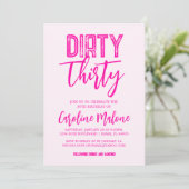 Roze Dirty Derty Birthday Uitnodiging (Staand voorkant)
