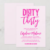 Roze Dirty Derty Birthday Uitnodiging (Voorkant / Achterkant)
