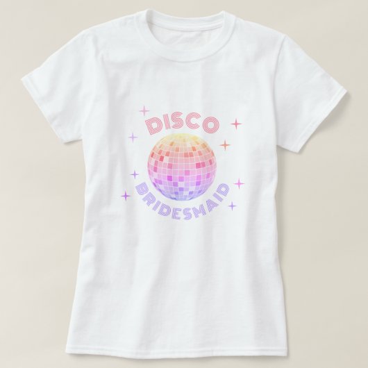 Roze Disco Bal 70s Bachelorette Disco Bruidsmeisje T-shirt (Design voorkant)