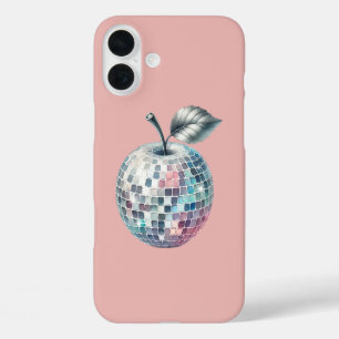 Roze disco bal appel iPhone 16 plus hoesje