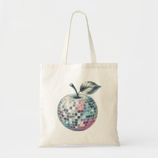 Roze disco bal appel tote bag (Voorkant)