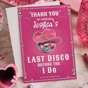 Roze Disco Bal Bachelorette Feestje Bedankkaart