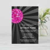 Roze Disco Bal Bat Mitzvah Uitnodigingen (Staand voorkant)