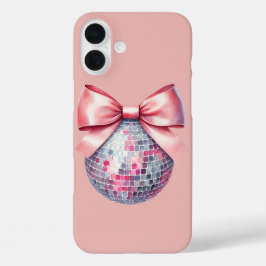 Roze disco bal boog iPhone 16 plus hoesje