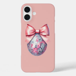 Roze disco bal boog iPhone 16 plus hoesje
