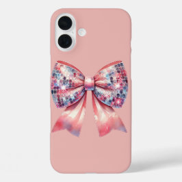 Roze disco bal boog iPhone 16 plus hoesje