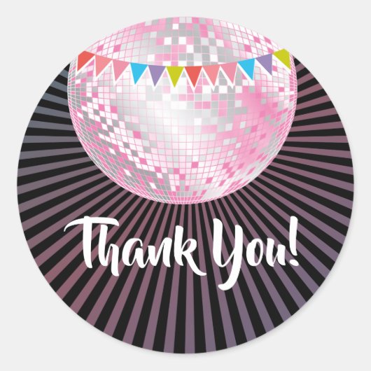 roze disco bal dank je stickers (Voorkant)