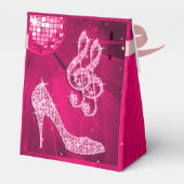 Roze Disco Bal en Glitter Hak Favor doos Bedankdoosjes (Achterkant)