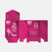 Roze Disco Bal en Glitter Hak Favor doos Bedankdoosjes (Uitgevouwen)