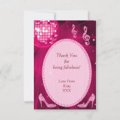 Roze Disco Bal Glitter Hakken Dank Je Bedankkaart (Achterkant)