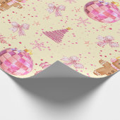 Roze Disco Bal Kerst Inpakpapier (Hoek)