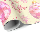 Roze Disco Bal Kerst Inpakpapier (Rol Hoek)