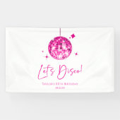 Roze Disco Bal Let's Disco Verjaardagsfeestje Spandoek (Horizontaal)