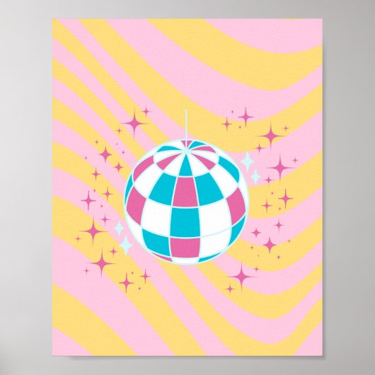 Roze Disco Bal, Party Art, Preppy, Preppy Stijl Poster (Voorkant)