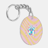 Roze Disco Bal, Party Art, Preppy, Preppy Stijl Sleutelhanger (Voorkant Links)