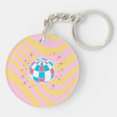 Roze Disco Bal, Party Art, Preppy, Preppy Stijl Sleutelhanger (Achterkant)