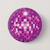 roze disco bal pin ronde button 5,7 cm (Voorkant)