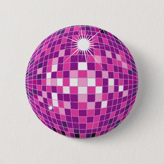 roze disco bal pin ronde button 5,7 cm (Voorkant)