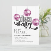Roze Disco Bal Retro Disco Baby Shower Kaart (Staand voorkant)