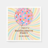 Roze Disco Bal Retro Groovy Bachelorette Feest Servet (Voorkant)