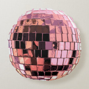 Roze Disco Bal Rond Kussen