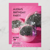 Roze disco bal Verjaardagsfeest Kaart (Voorkant / Achterkant)