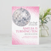 Roze Disco Bal Verjaardagsuitnodiging Kaart (Staand voorkant)