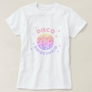 Roze Disco Ball 70s Bachelorette Disco Bruidsmeisj T-shirt