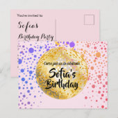 roze disco ball Briefkaart - uitnodiging (Voorkant / Achterkant)