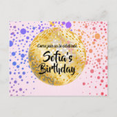 roze disco ball Briefkaart - uitnodiging (Voorkant)