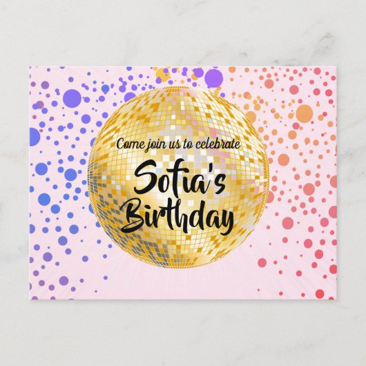 roze disco ball Briefkaart - uitnodiging (Voorkant)