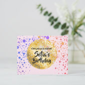 roze disco ball Briefkaart - uitnodiging (Staand voorkant)