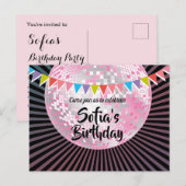 roze disco ball Briefkaart - uitnodiging (Voorkant / Achterkant)