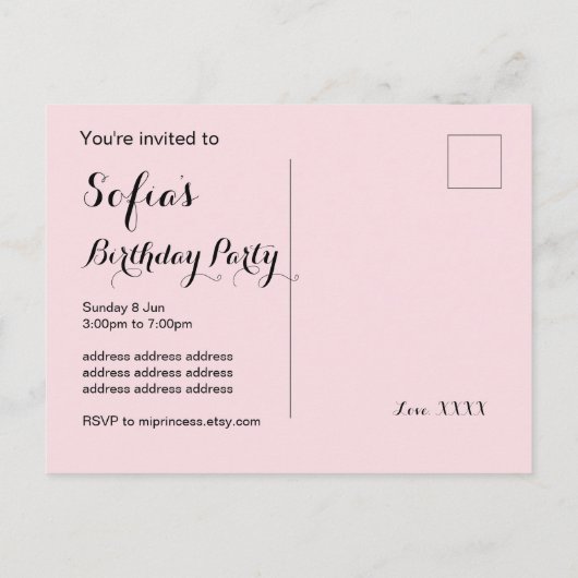 roze disco ball Briefkaart - uitnodiging (Achterkant)