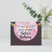 roze disco ball Briefkaart - uitnodiging (Staand voorkant)