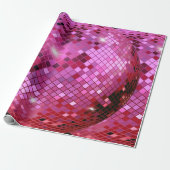 Roze Disco Ball Disco Dance Party Thema Cadeaupapier (Uitgerold)