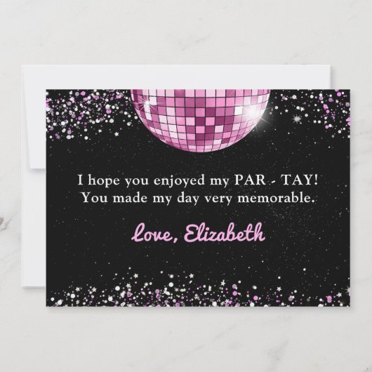 Roze Disco Ball Eras Verjaardag Bedankkaart (Achterkant)